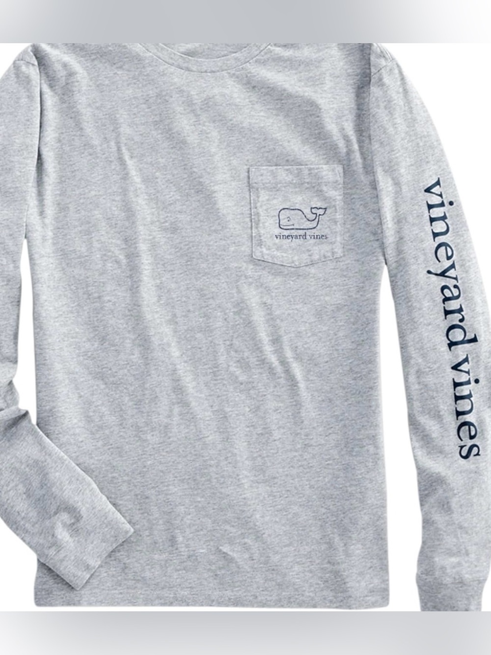 Vineyard Vines Men's Long-Sleeve Pocket Tee in Heather Gray